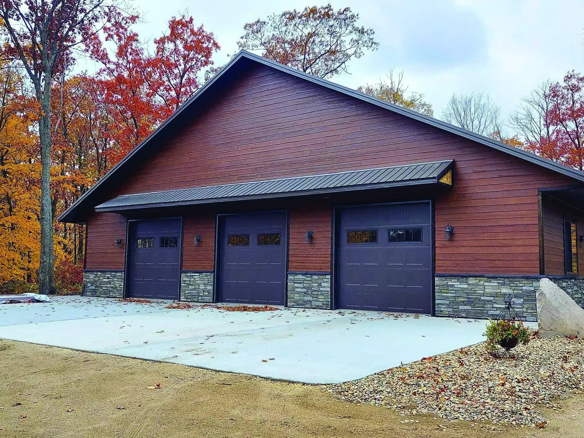 Gray short panel carriage garage door